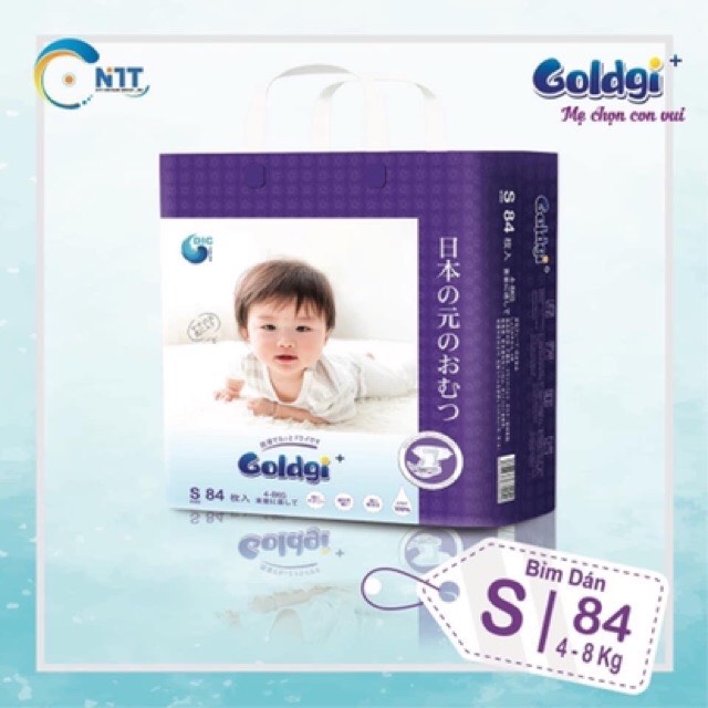 Bỉm dán Goldgi+nội địa Nhật các size Nb92/S84/M66