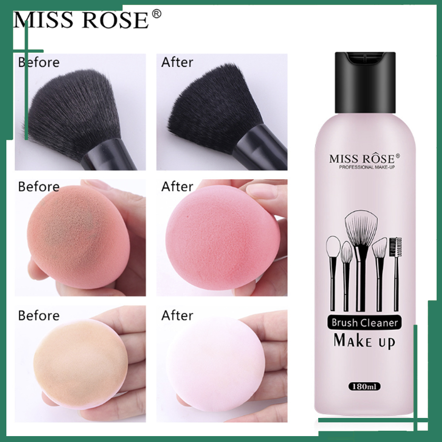 [Chính Hãng] Nước Rửa Cọ Trang Điểm Mút Tán Miss Rose nước giặt sạch cọ diệt khuẩn ngăn ngừa mụn ẩn