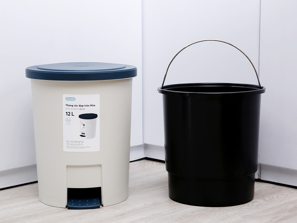 Thùng rác đạp tròn Inochi 6L -12L (kèm ruột, có phân tử Ion Ag+ kháng khuẩn, khử mùi) [HCM-Giao hoả tốc 2h]