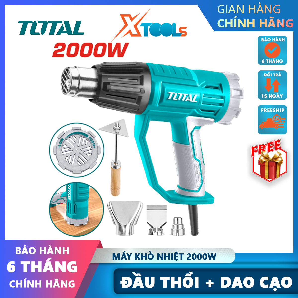 Total tb20045 2000W heat sink with 3 blower heads and Shaver with adjustable temperature volume up to 550 Celsius