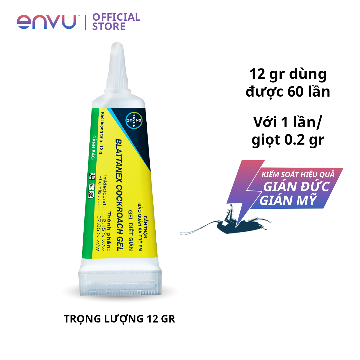 [ENVU] - Diệt Gián Blattanex, diệt gián Trong Nhà Bếp, Hộ Gia Đình Blattanex Dạng Gel 1 tuýp 12g