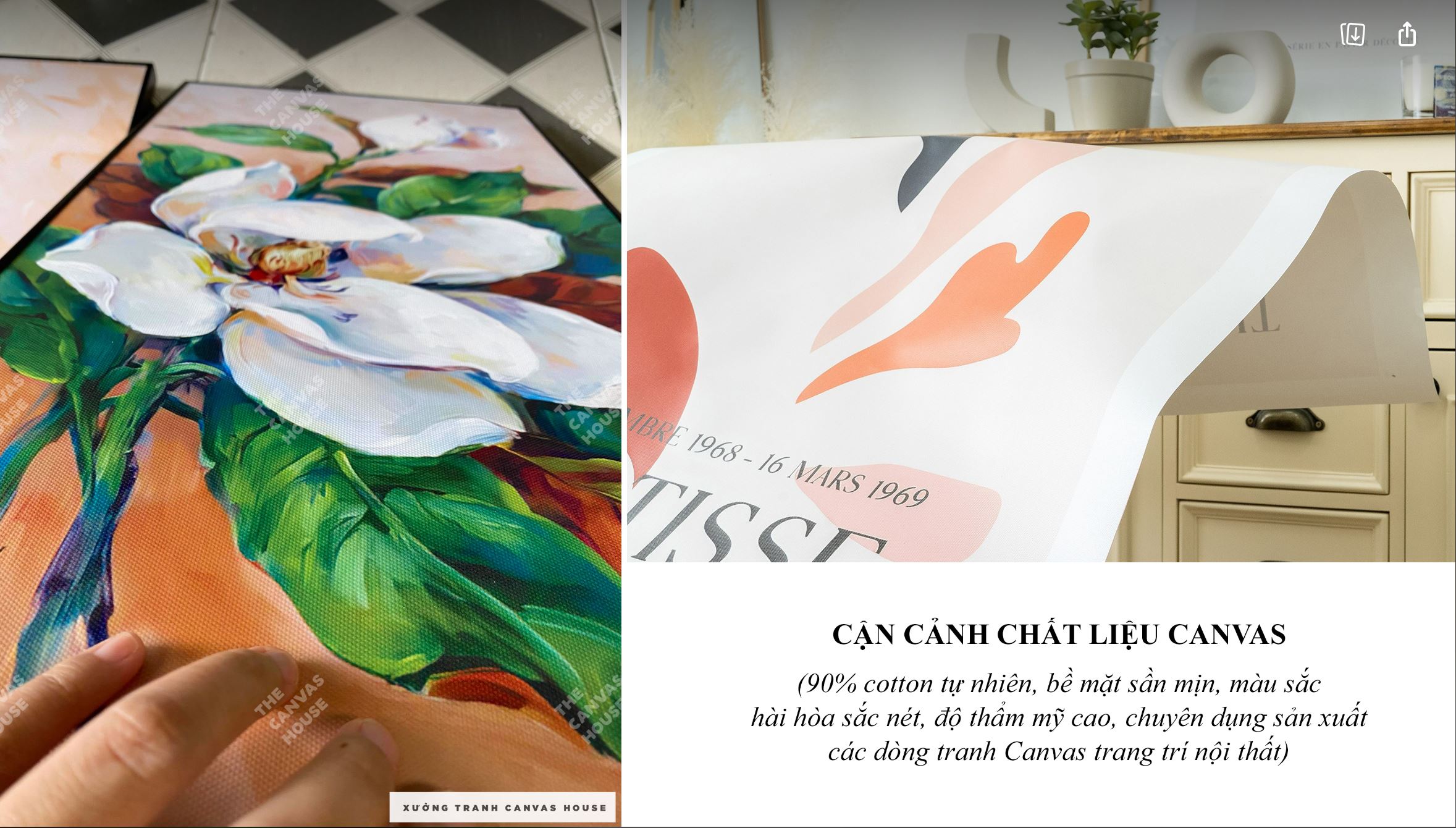 Tranh Canvas Cá Chép Hoa Sen (Đã có khung, móc, đinh treo) - The Canvas House