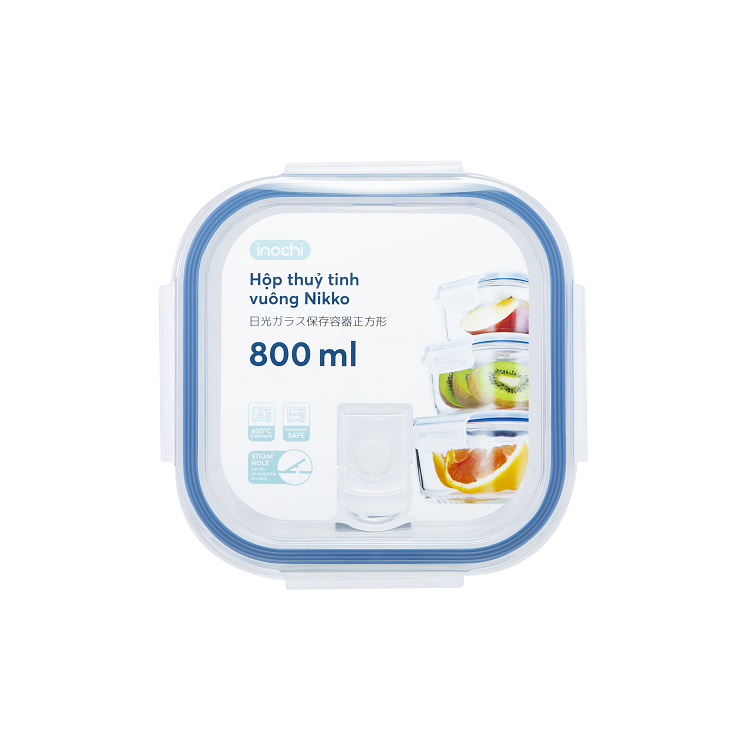 Hộp thuỷ tinh vuông Nikko 800 ml