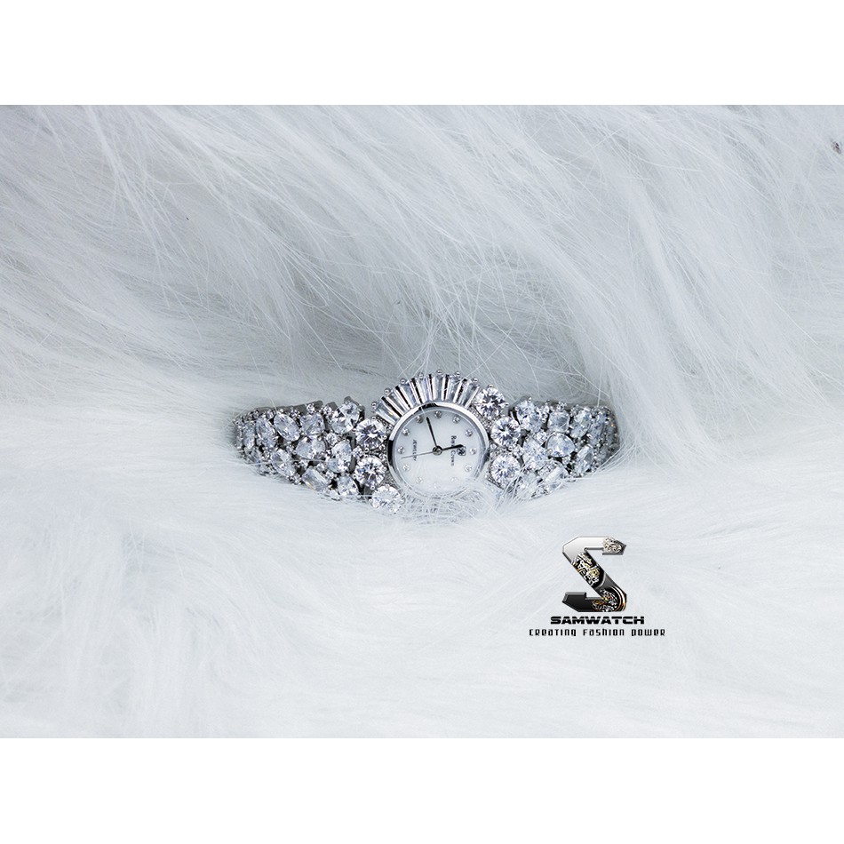 Đồng Hồ Royal Crown Nữ Đá Trắng 34mm Silver Authentic