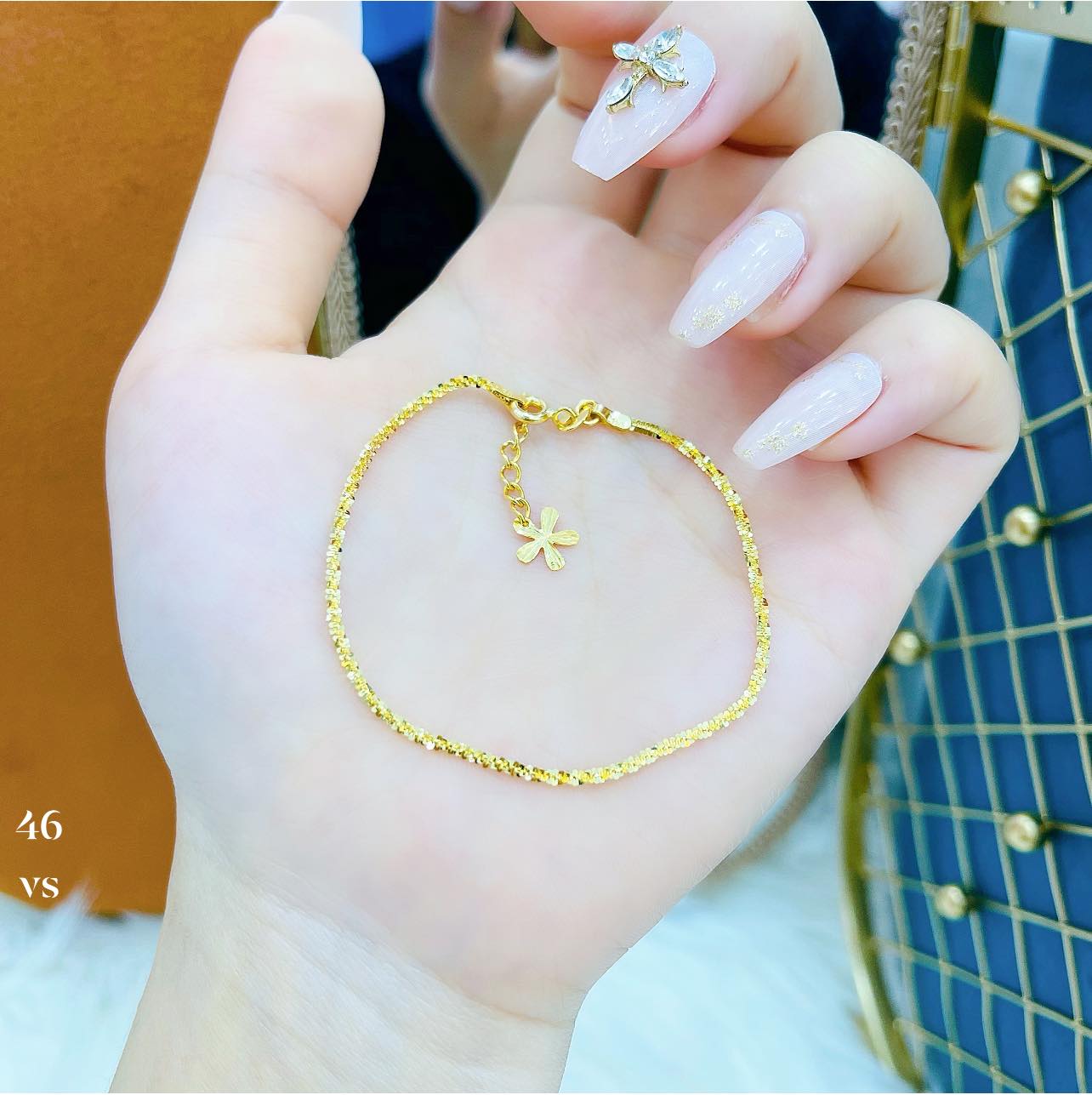 Lắc tay nữ - Lắc tay vàng tây 10k dây xù, có hóa đơn bảo hành của tiệm Vàng bạc an chi