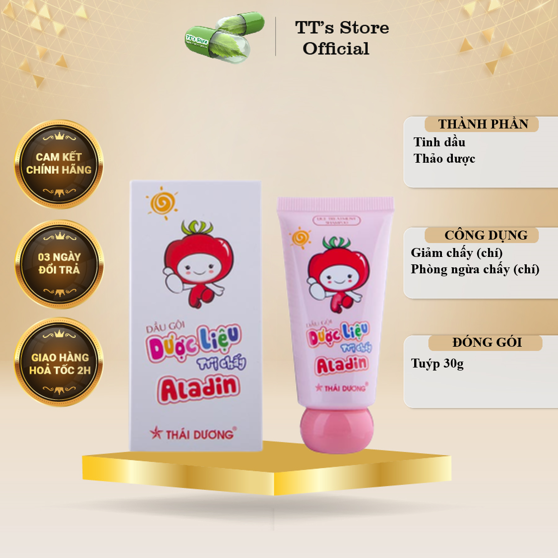 Dầu gội  trị chấy cho bé Aladin Thái Dương (30g) [Dầu gội dược liệu]