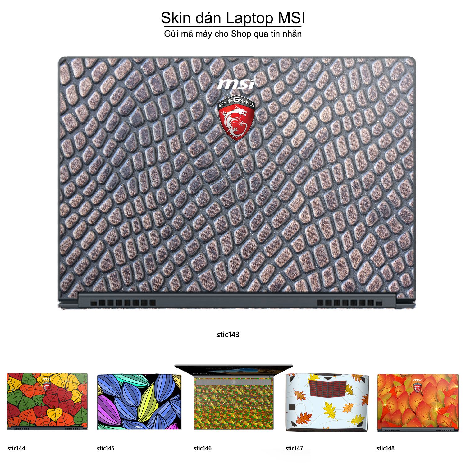 Decal Skin dán Laptop MSI mẫu Hoa văn sticker (inbox mã máy cho shop)