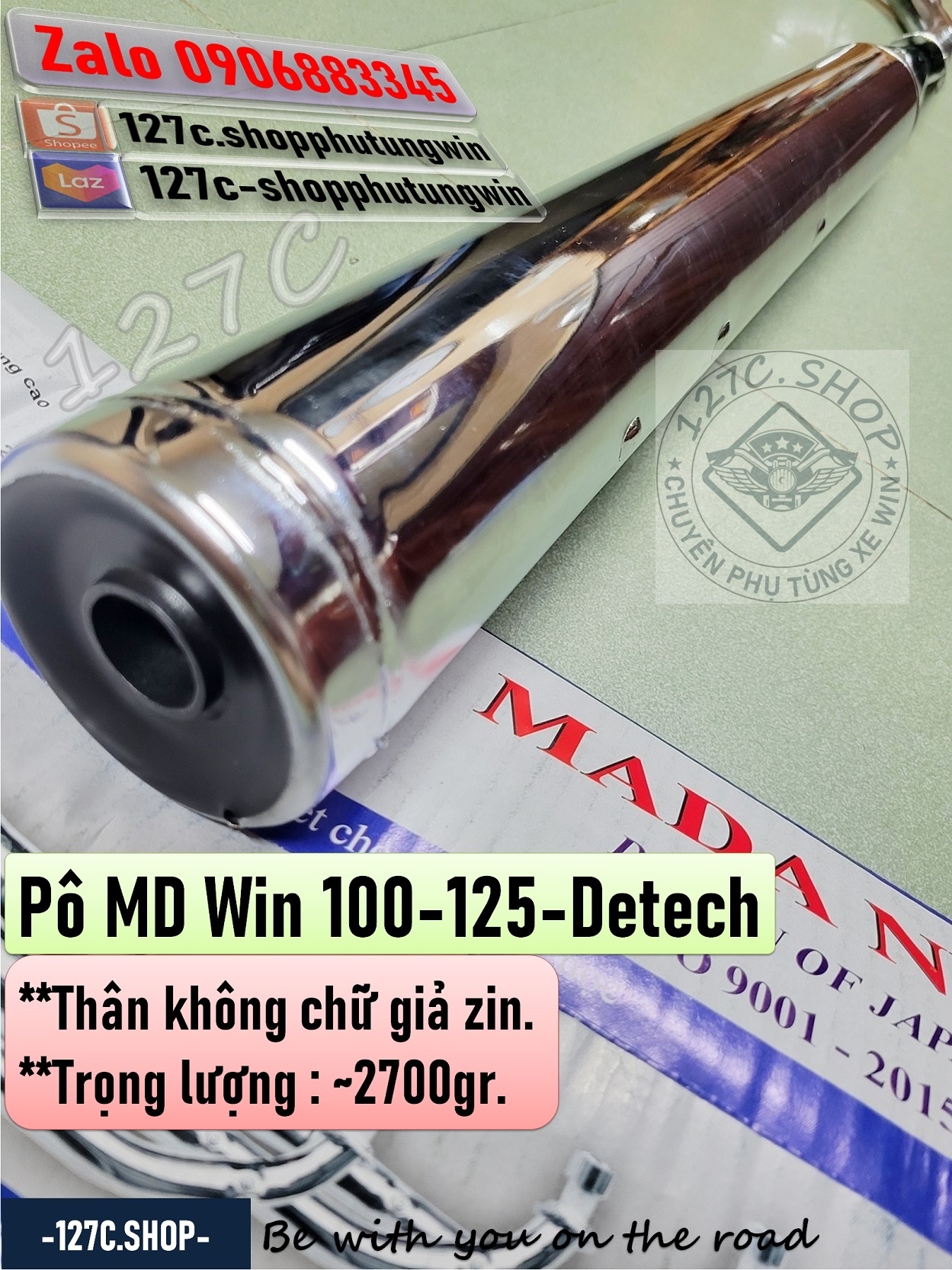 [HCM] Pô MD Win 100 Win 125 Win Detech (Thân không chữ giả zin)