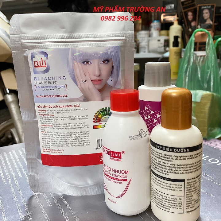 Bột tẩy tóc màu Xanh,tự tẩy tại nhà tặng kèm oxy
