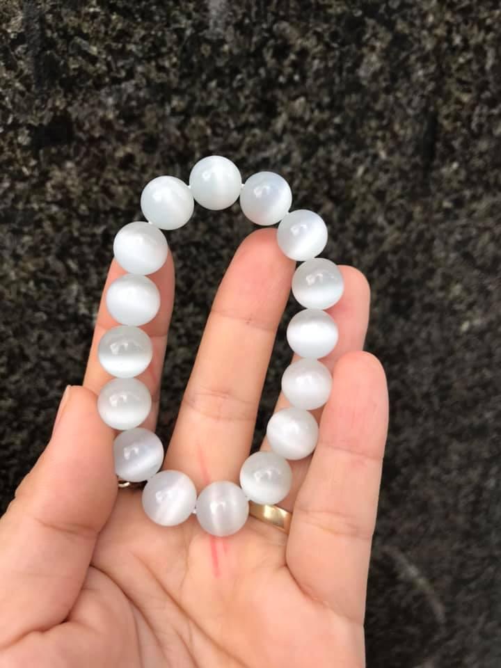 [HCM]VÒNG TAY ĐÁ MẮT MÈO TRẮNG đủ size