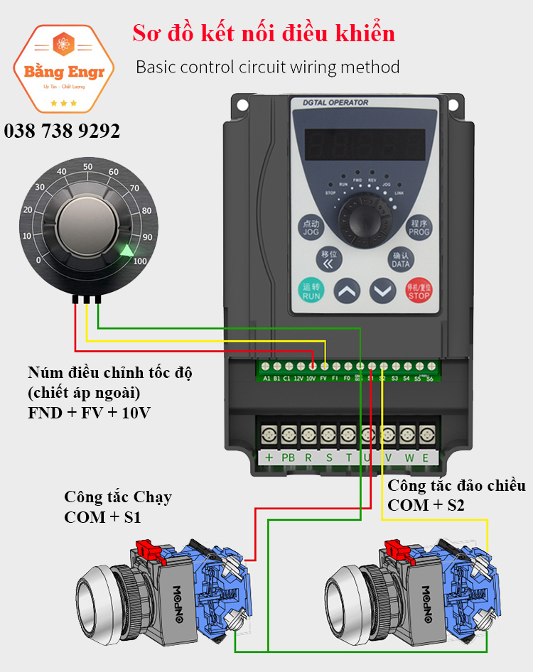 Biến tần Yingshida AE200 vào 1 pha 220v ra 3 pha 220v (Inverter)