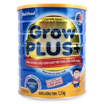 Nuti Growplus xanh lon 1.5kg - Dinh dưỡng hiệu quả giúp trẻ tăng cân khoẻ mạnh