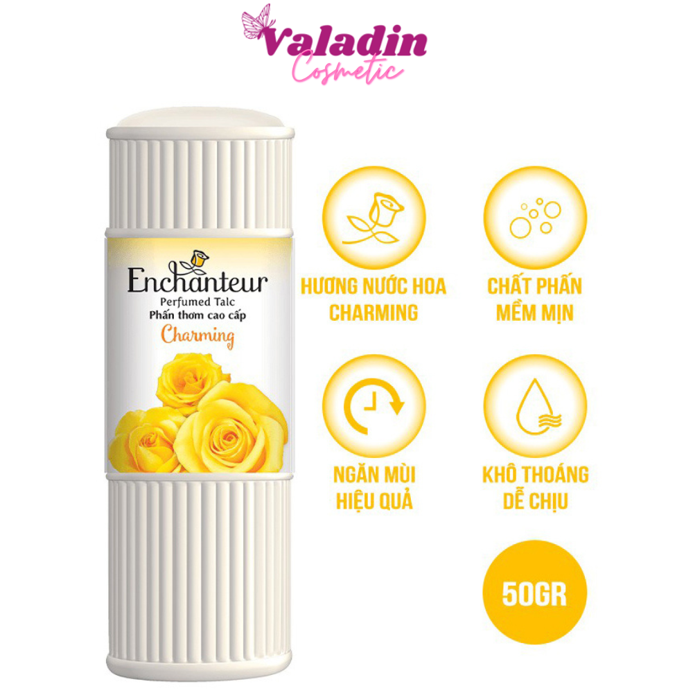 Phấn Enchanteur Perfumed Talc enchanter 50g Phấn thơm khử mùi Charming Chai phấn thơm -Valadin