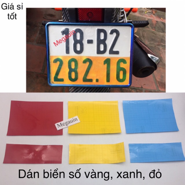 Decal Dán Biển số màu Vàng ( KT 20 x 7,5Cm )