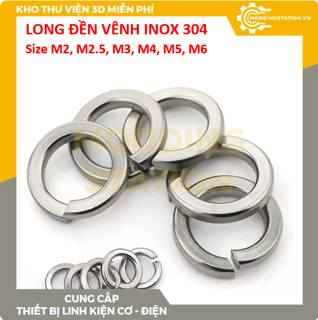 Long đền vênh/vòng đệm vênh inox 304 size M2, M2.5, M3, M4, M5, M6, M8, M10