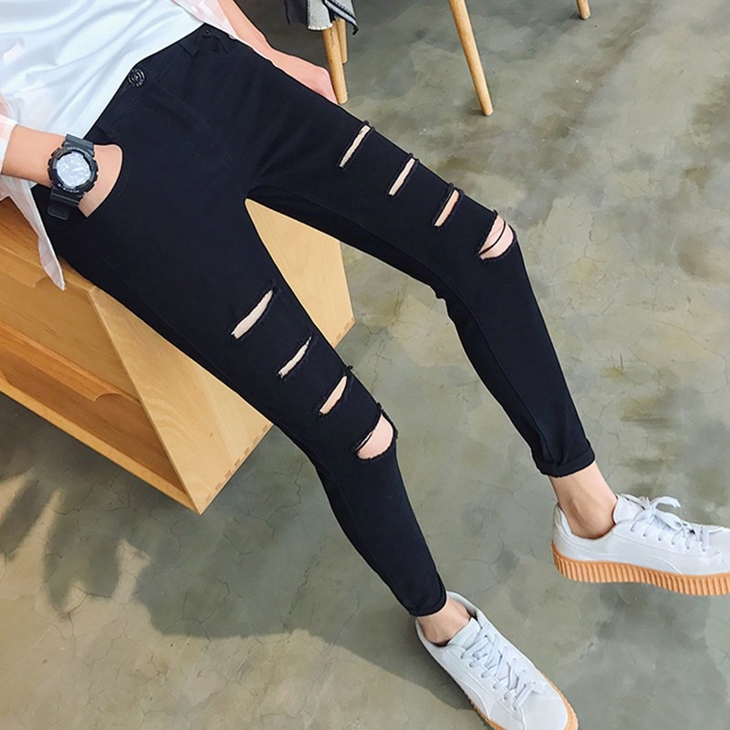 [HCM]Quần Jean Nam Kiểu Hàn -Rách ( màu đen) Cực đẹp