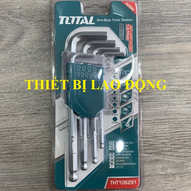 Bộ khóa lục giác bi dài TOTAL THT106291 1 đầu bằng, 1 đầu bi, Lục giác được tôi luyện từ thép Cr-V chắc chắn,khỏe,chống gãy cong,rỉ sét,thiết kế nhỏ gọn [thiết bị lao động]