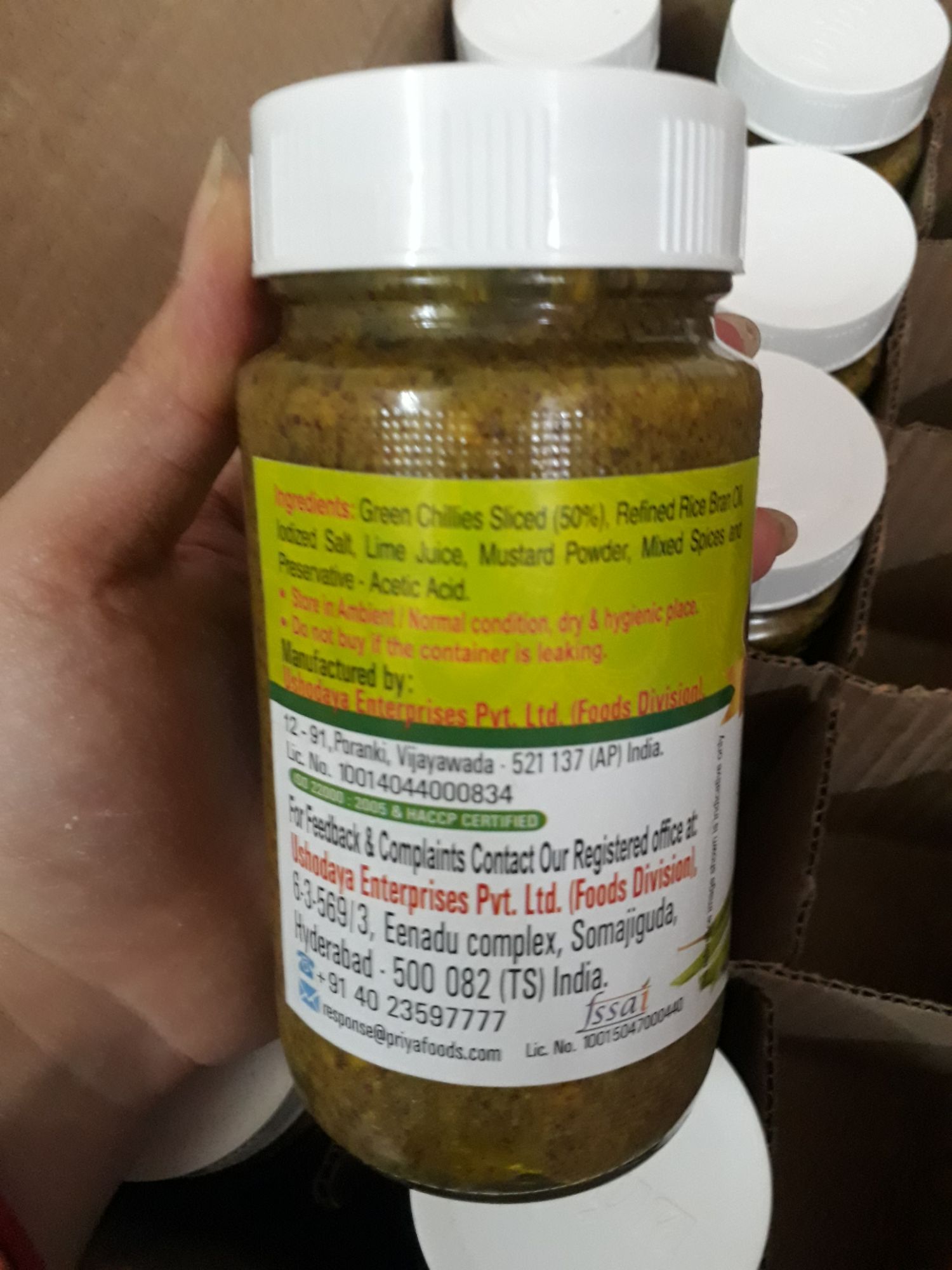 Ớt Muối Ấn Độ Priya Green Chilli Without Garlic