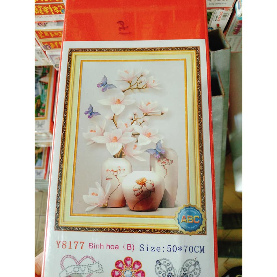 Tranh đính đá bình hoa Lan Y8177 ( 50X70cm) - chưa đính đá
