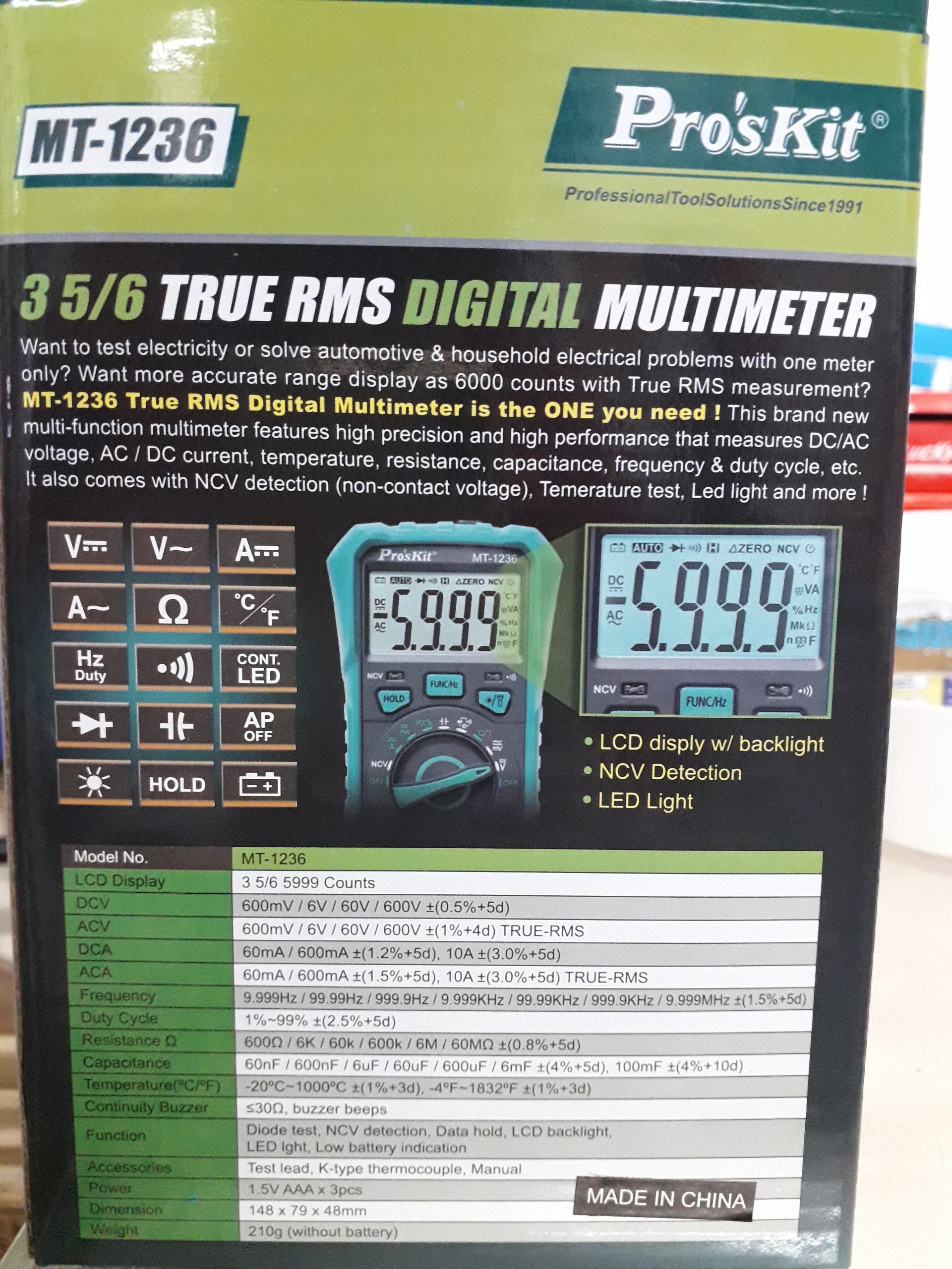 [HCM]Đồng hồ đo Proskit MT-1236 AC TRUE RMS
