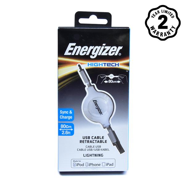 CÁP RÚT ENERGIZER HT USB LIGHTNING 80CM MÀU TRẮNG - C31UBLIREWH4