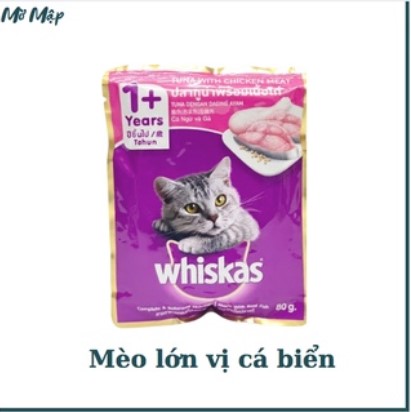 Pate cho mèo - pate whiskas nhiều vị - thùng 24 gói 80gr - mờ mập petshop