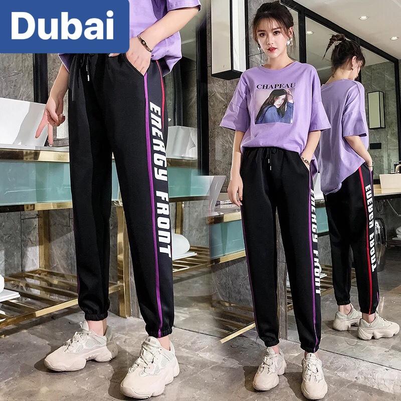 QUẦN JOGGER THỂ THAO NAM NỮ HAI SỌC THOÁNG MÁT VIỀN ĐÙI CHỮ BANGKOK CHẤT NỈ DÀY DA CÁ CAO CẤP DB - DUBAI FASHION