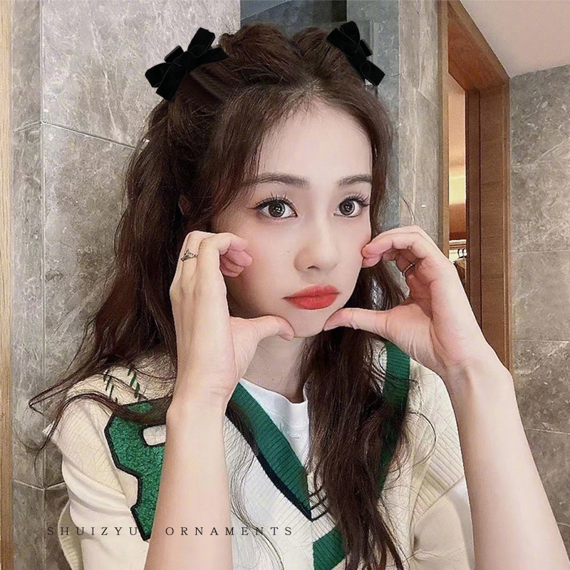 Kẹp tóc càng cua đính nơ nhung dễ thương