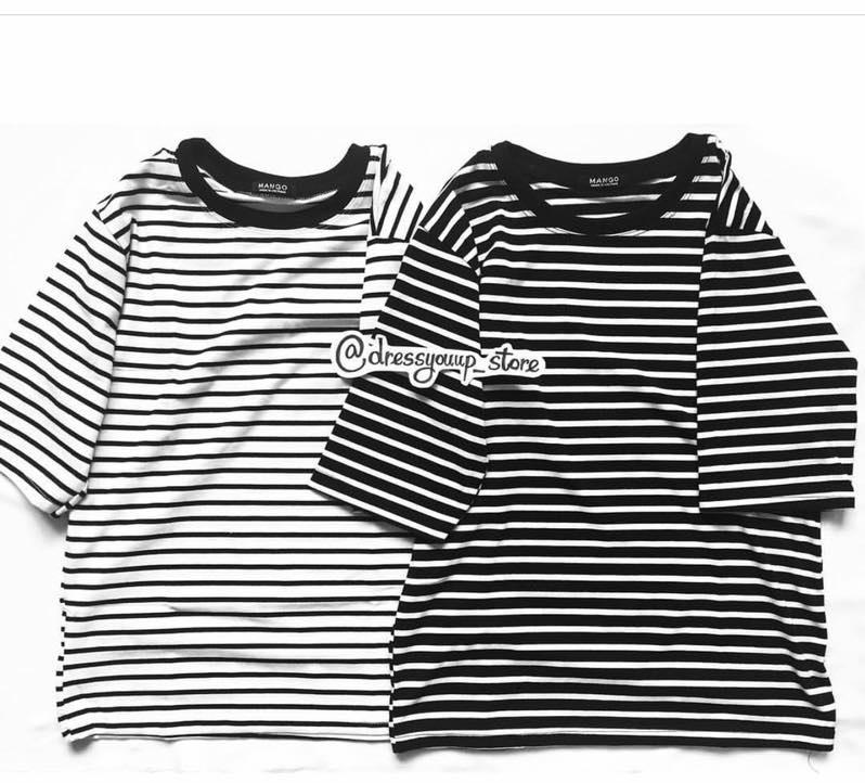 Áo thun nữ form rộng tay lỡ KẺ NGANG vải dày mịn mát