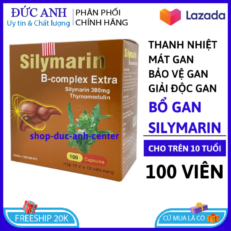 Thực phẩm chức năng tăng cường chức năng gan Silymarin B-complex Extra giải độc gan, tăng cường chức năng gan – Hộp 100 viên – HSD 2024
