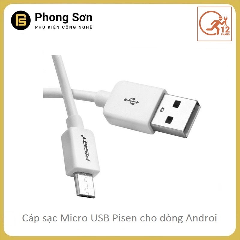 Cáp sạc Micro USB 80cm Pisen cho  Android (Trắng)
