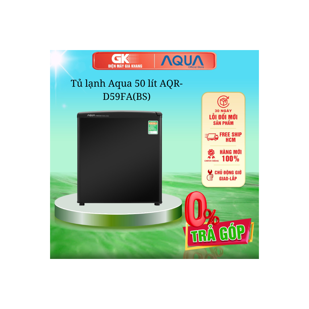 Tủ Lạnh AQUA 50 Lít AQR AQR-D59FA(BS) - TỦ KHÔNG CÓ ĐÈN BÊN TRONG SẢN PHẨM - CÓ ĐÓNG TUYẾT - GIAO TOÀN QUỐC - FREESHIP HCM