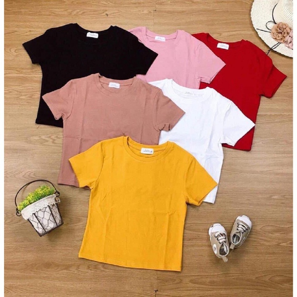 Áo crotop cộc tay cổ tròn