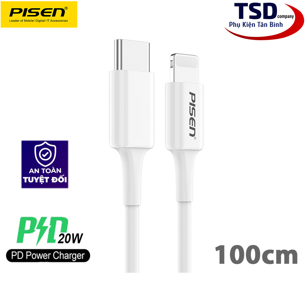 Pisen PD 20W Fast Charging Cable 1 Meter Long Lightning Port For iPhone, iPad Genuine