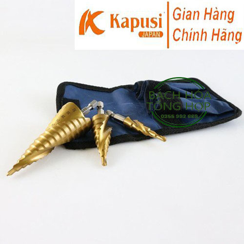 Bộ 3 mũi khoan bước, tháp titanium 4-32mm Kapusi rãnh xoắn