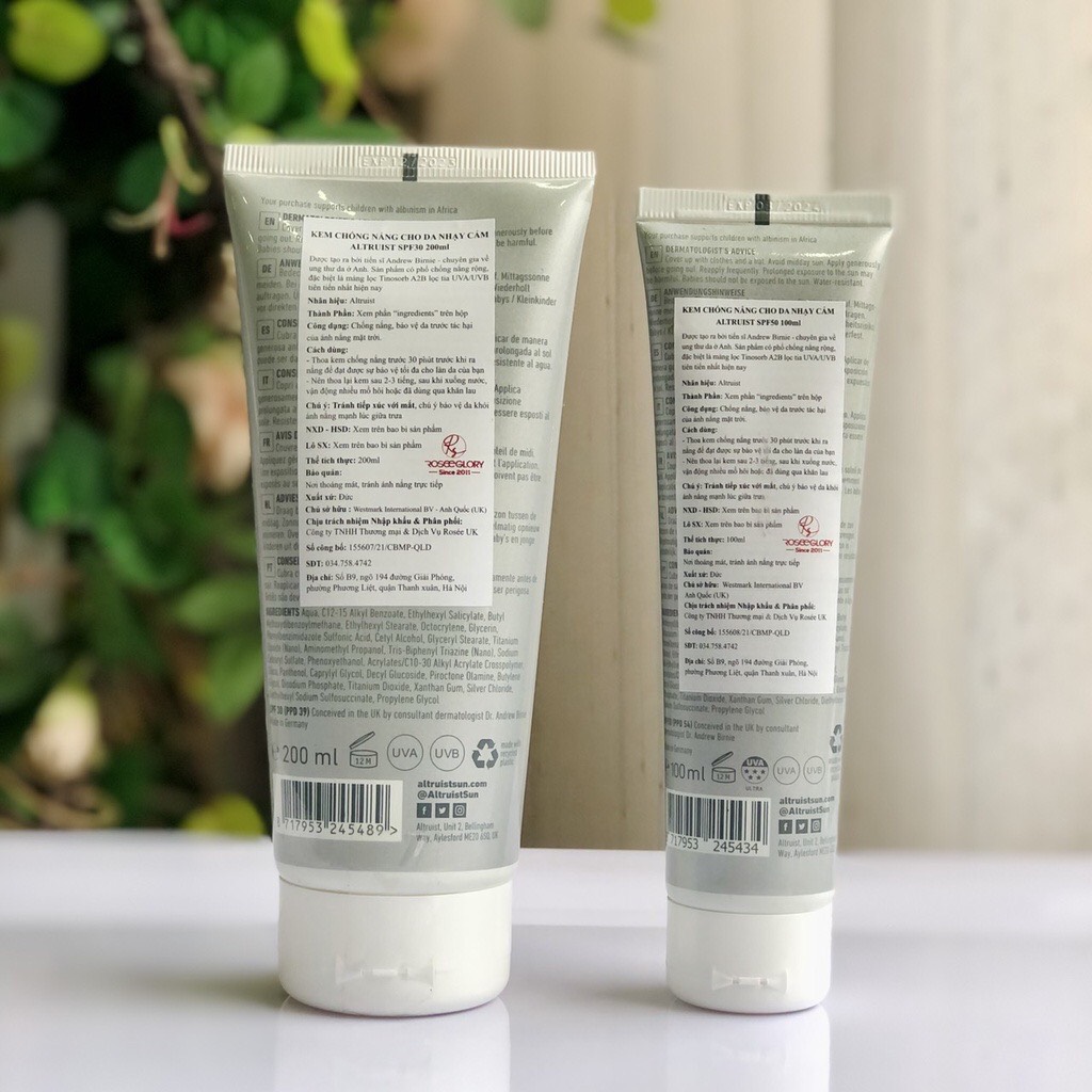 Kem chống nắng Altruist Dermatologist Suncreen