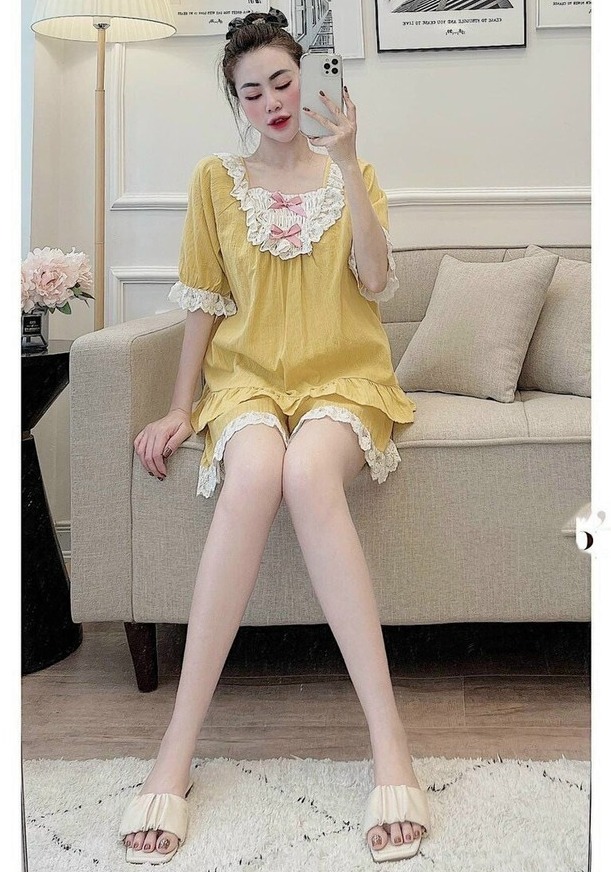 Đồ bộ bầu mùa hè chất đũi lụa mặc đi chơi ở nhà chất siêu mát
