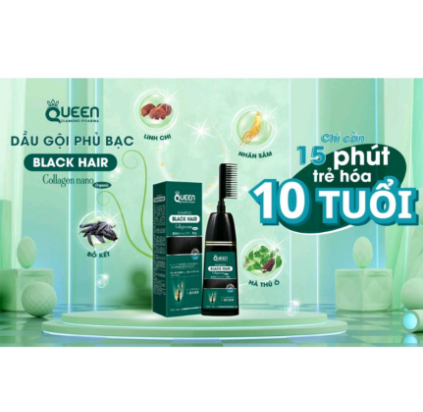 [Chính hãng; 200ML, HSD 2026] Dầu gội nhuộm tóc phủ bạc thảo dược Queen.