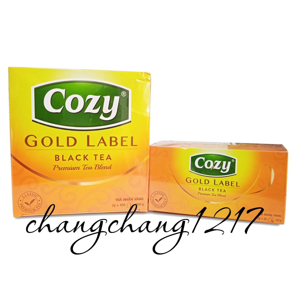 Trà Đen Túi Lọc Cozy Nhãn Vàng Gold Label Hộp 25 & 100 Túi