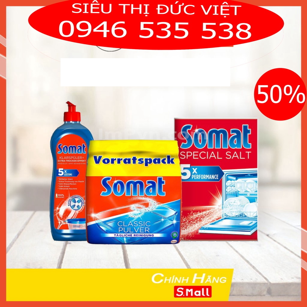 Combo Muối rửa bát somat 1.2kg hoặc Nước làm bóng somat 750ml, combo muối somat hoặc bóng somat dùng cho máy rửa bát chén