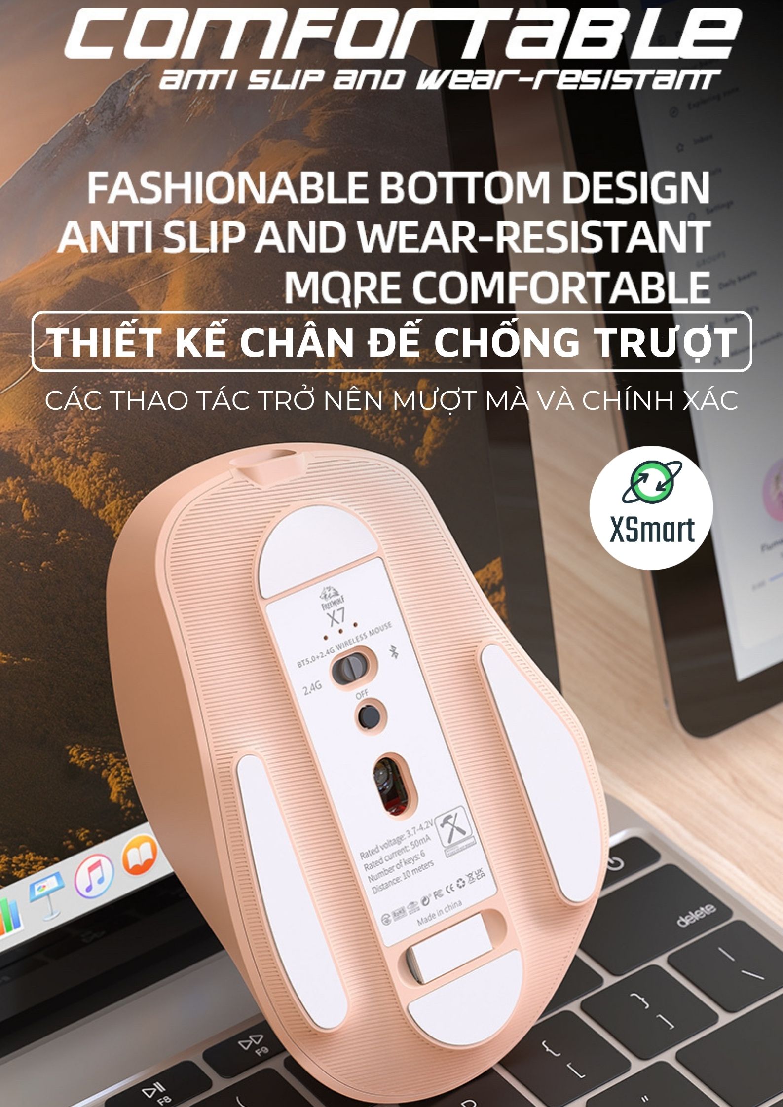 Chuột Máy Tính Bluetooth X7 Wireless Pin Sạc Kết Nối 2 Chế Độ Cho Mọi Thiết Bị Máy Tính, Laptop, ipad