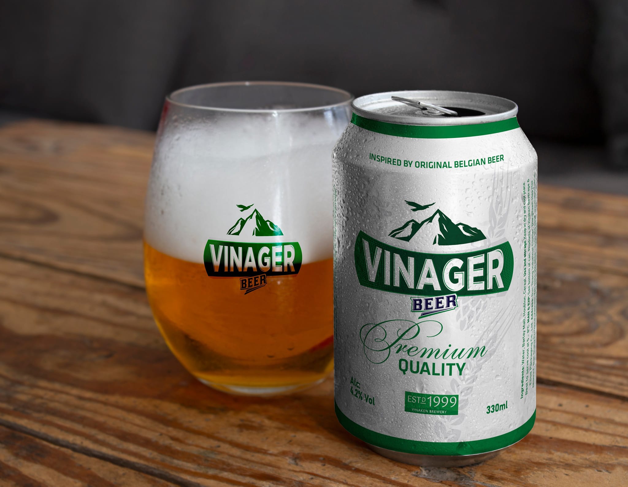 BIA VINAGER XANH .-                THÙNG 24 LON