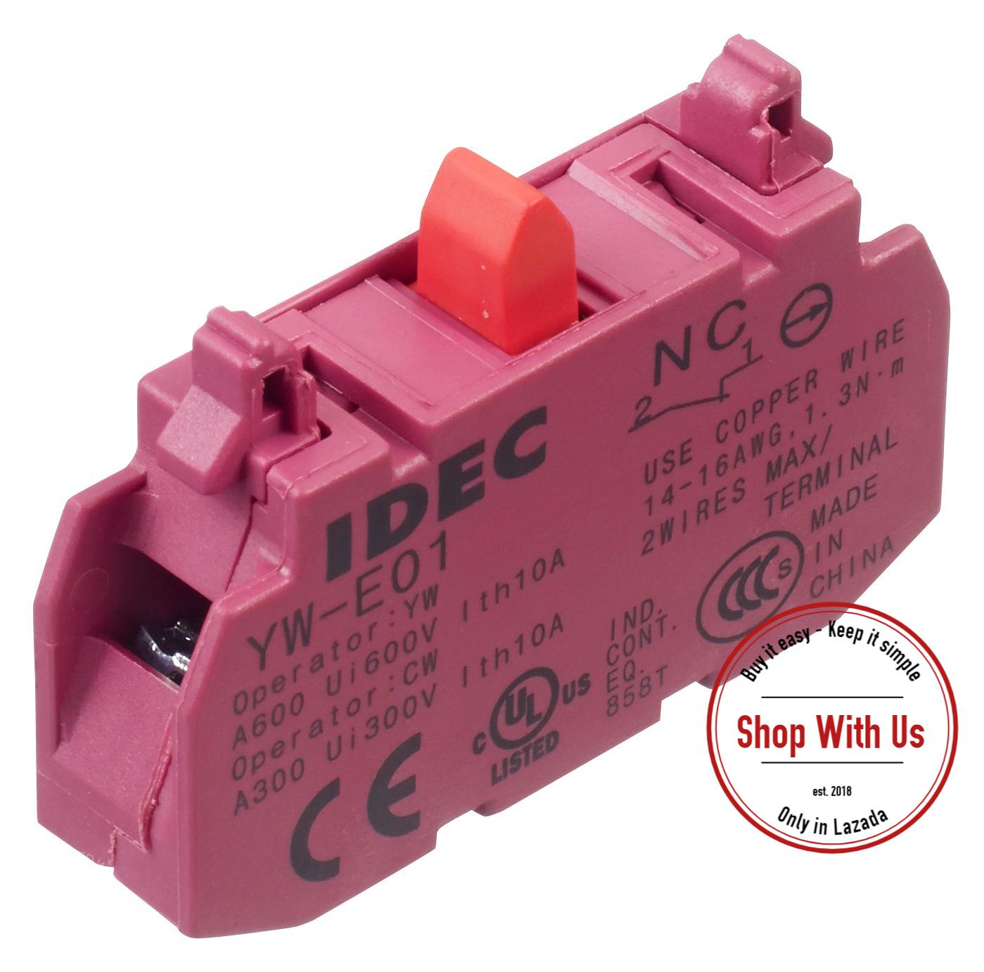 Nút ấn có đèn IDEC - YW1LM2E10QM3 - Nhấn nhả_220V_1NO/NC_22mm