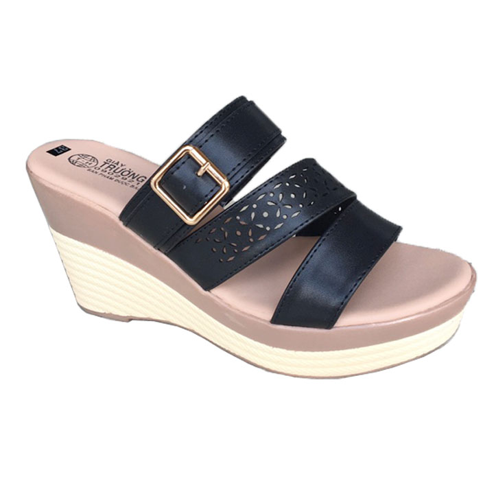 Giày dép nữ đế xuồng cao 9.5cm quai ngang Trường Hải màu đen DX130