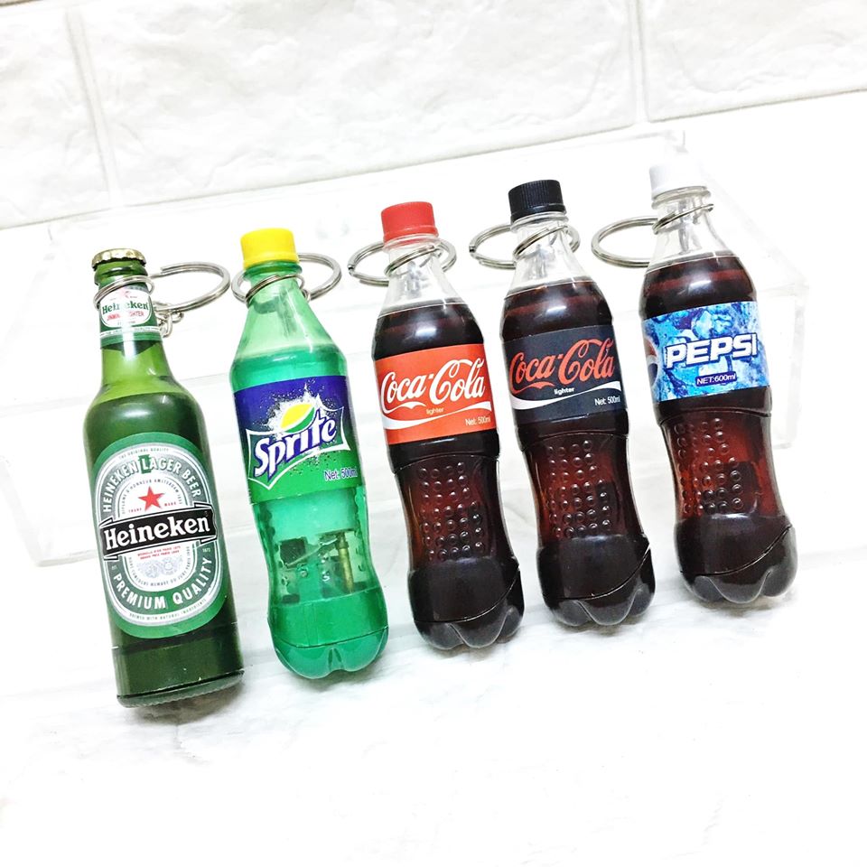 (BẬT LỬA ĐỘC LẠ) HỘT QUẸT KIÊM MÓC KHÓA MINI HÌNH CHAI NƯỚC