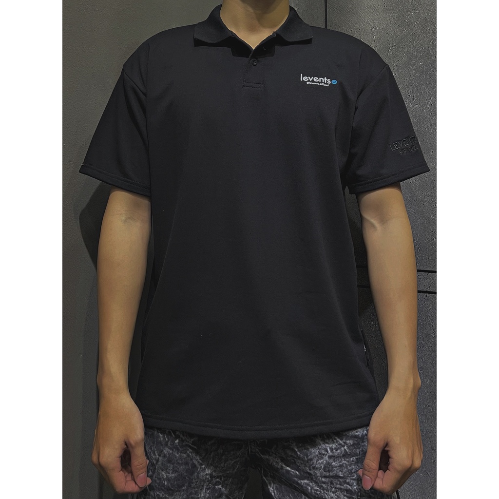 [ẢNH THẬT] Áo Polo Tay Lỡ Cổ Bẻ LEVENTS Basic Đen Trắng Unisex