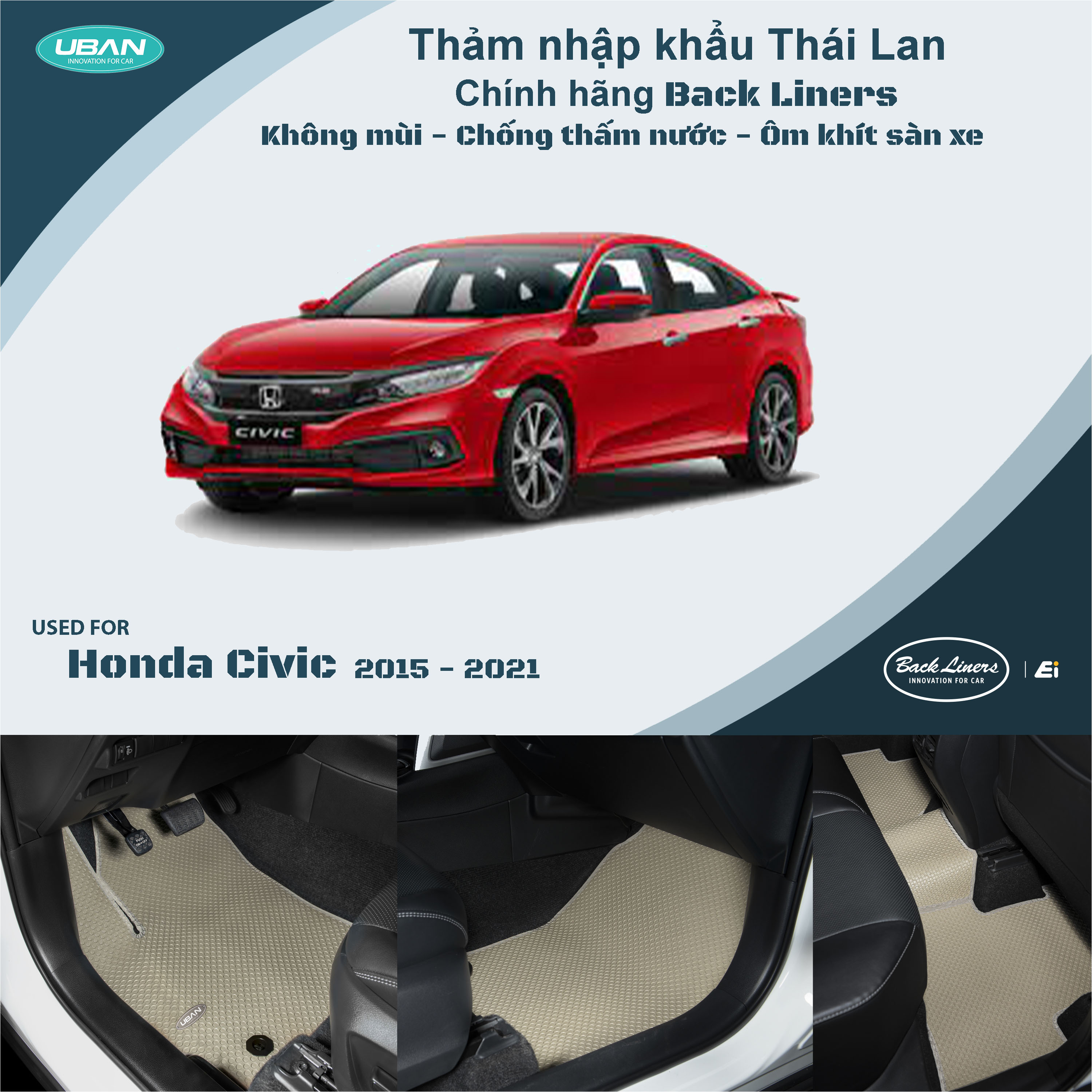 Thảm lót sàn ô tô UBAN xe Honda Civic 2017 - 2021 - Nhập khẩu Thái Lan