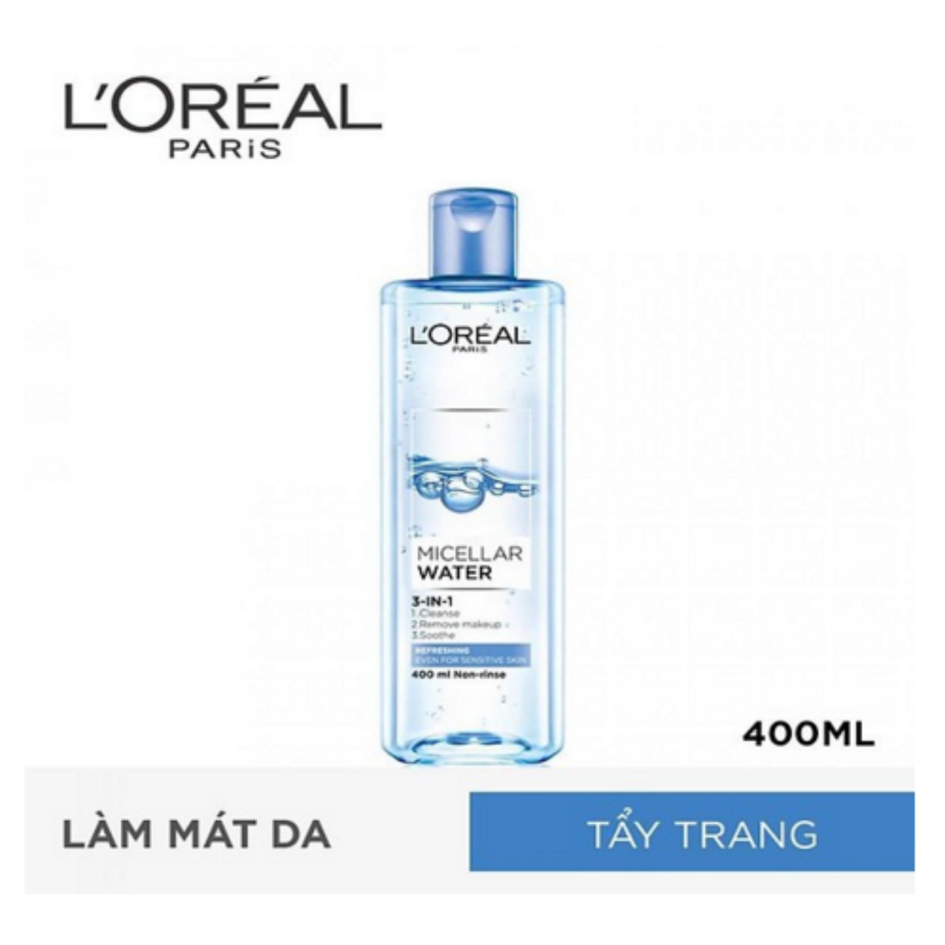Nước Tẩy Trang Loreal Màu Xanh Nhạt Micellar Water 3-in-1 Refreshing 400ml