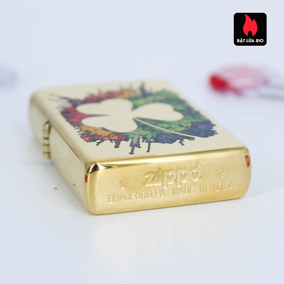 Bật lửa Zippo 49125 – Zippo Graffiti Clover Design High Polish Brass