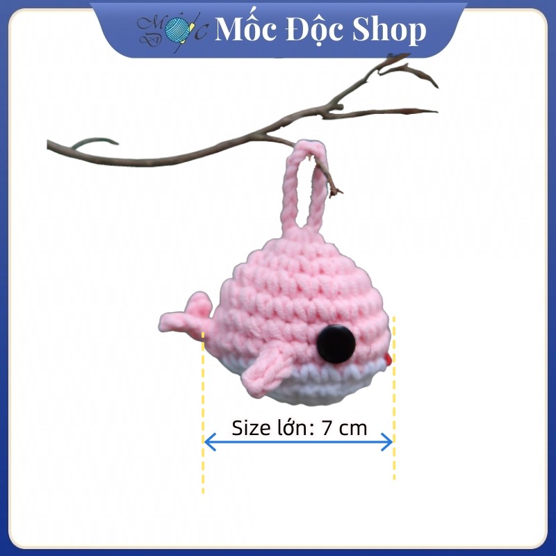 Móc khóa len handmade cá voi (nhiều màu)